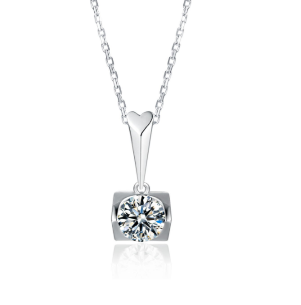 S925 Sterling Silver Moissanite Stud Necklace Set - Elegant Two Piece Design - Image 3