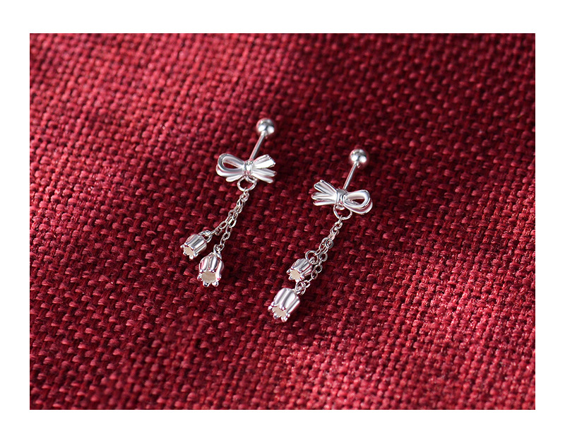 Bow Eardrops with Sweet Tassel - Ethnic Minorities Bone Studs for Timeless Style - Image 5
