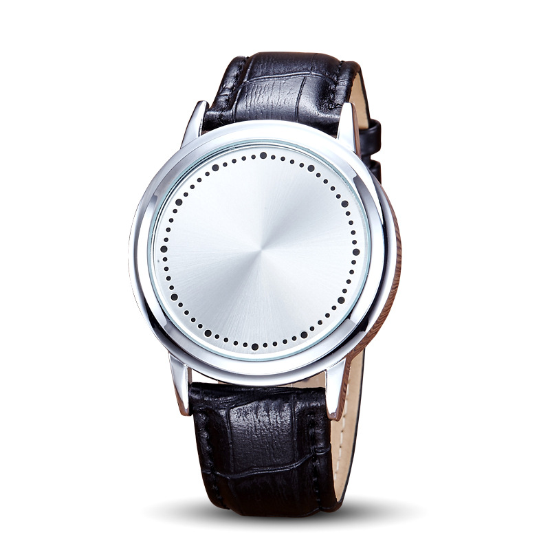 Innovative LED Touch Screen Watch Band - Waterproof Noctilucent for Students and Couples, Genuine Leather