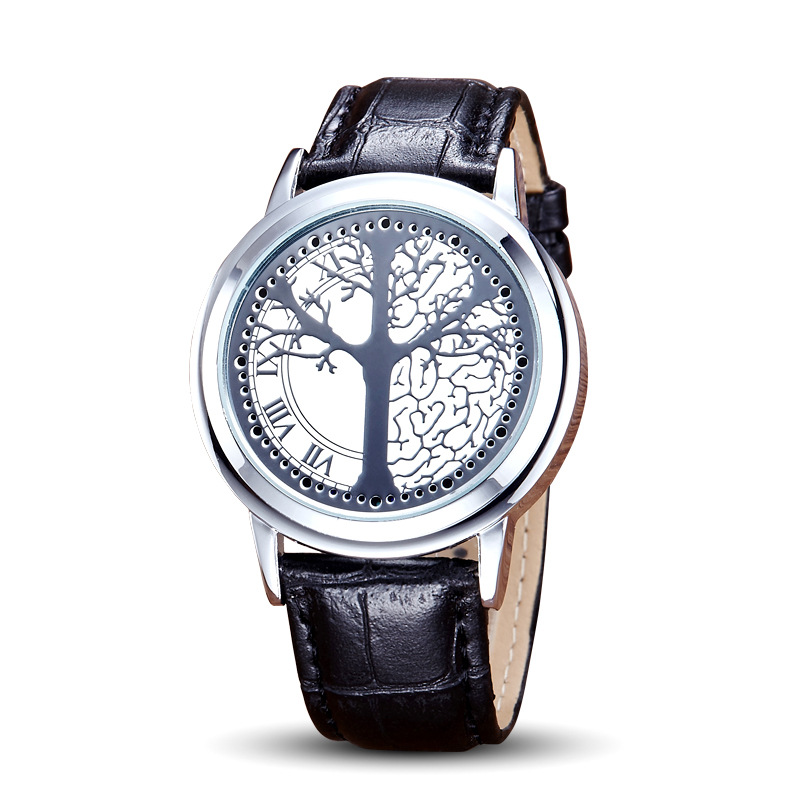 Innovative LED Touch Screen Watch Band - Waterproof Noctilucent for Students and Couples, Genuine Leather - Image 2