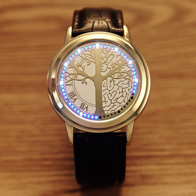 Innovative LED Touch Screen Watch Band - Waterproof Noctilucent for Students and Couples, Genuine Leather - Image 3
