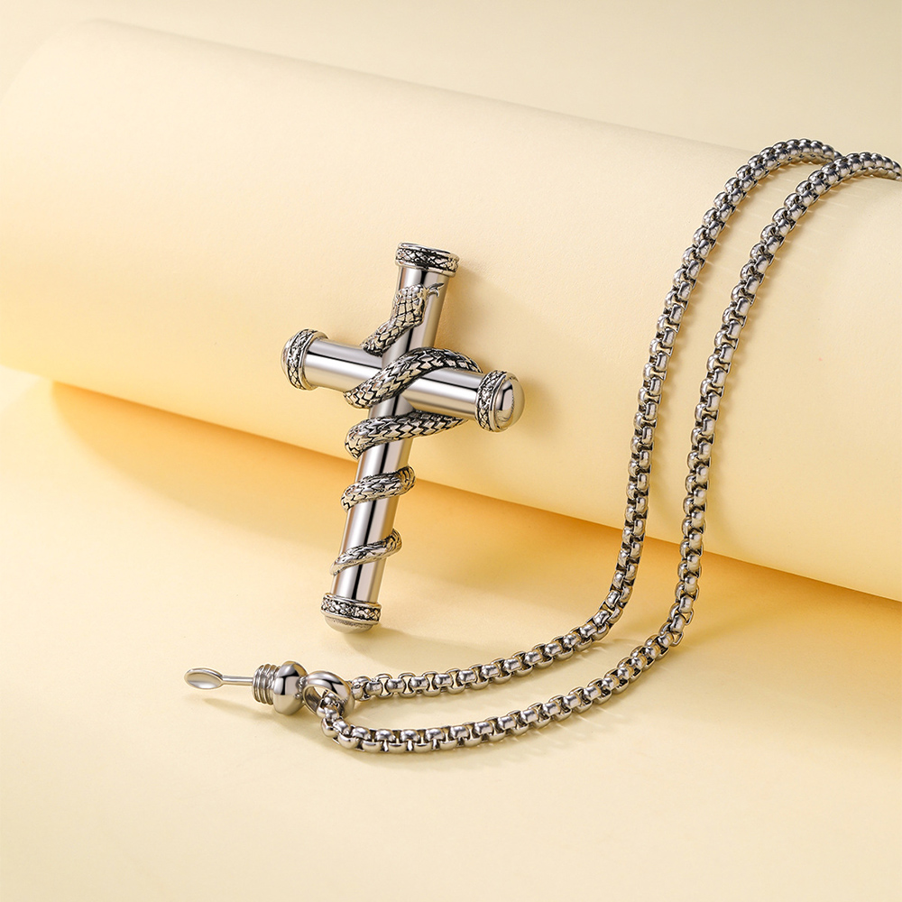 18k Gold Detachable Cross Snake Necklace - Stylish Clavicle Chain Jewelry for Valentine's Day and Memorable Gifts