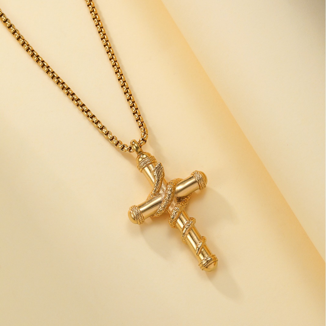18k Gold Detachable Cross Snake Necklace - Stylish Clavicle Chain Jewelry for Valentine's Day and Memorable Gifts - Image 3