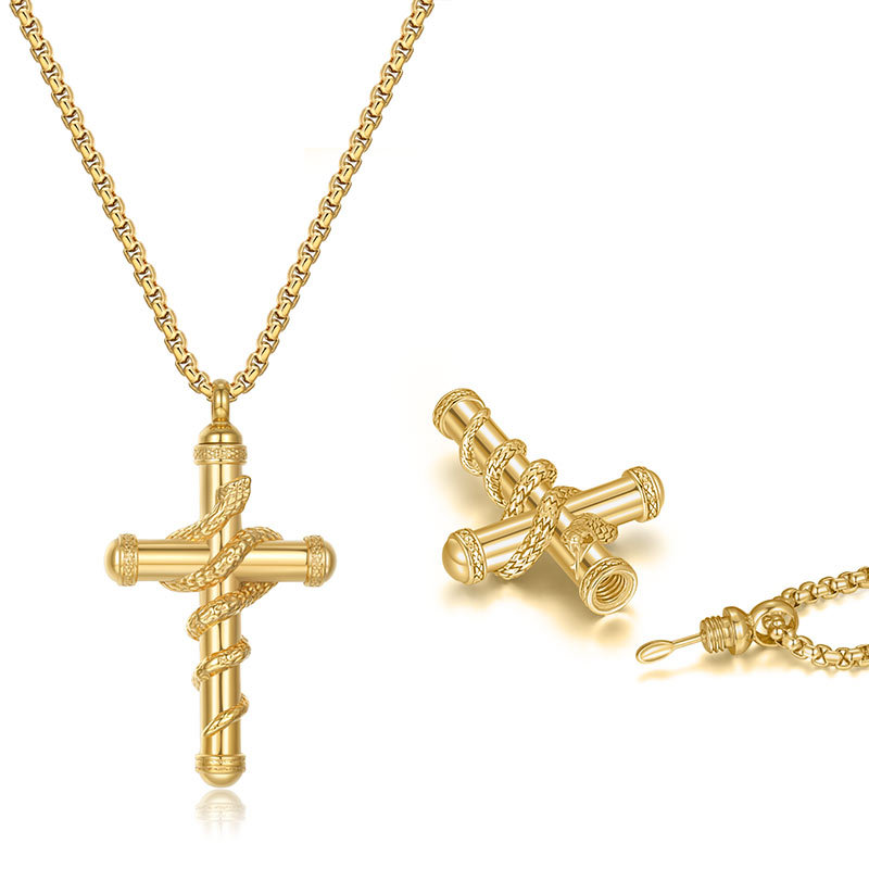 18k Gold Detachable Cross Snake Necklace - Stylish Clavicle Chain Jewelry for Valentine's Day and Memorable Gifts - Image 5
