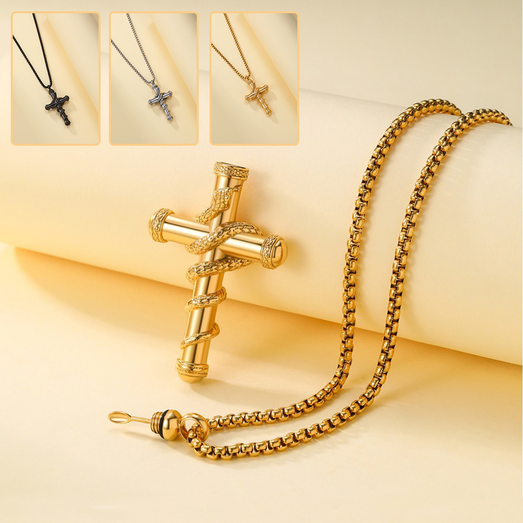 18k Gold Detachable Cross Snake Necklace - Stylish Clavicle Chain Jewelry for Valentine's Day and Memorable Gifts - Image 7