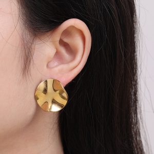 Elegant Large Round Glossy Stud Earrings in Durable Stainless Steel