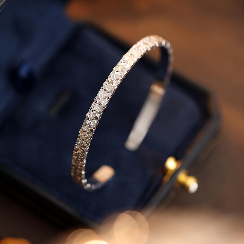 Stylish Solid Silver Open Bracelet for Women - Unique Niche Design - Image 7