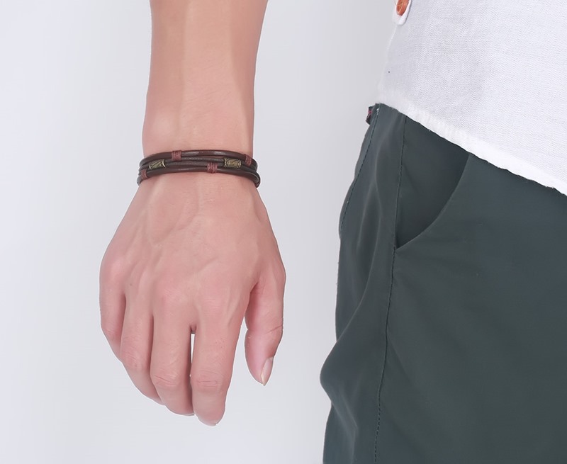 Vintage Men's Braided Leather Bracelet - Stylish & Durable Accessory - Image 4