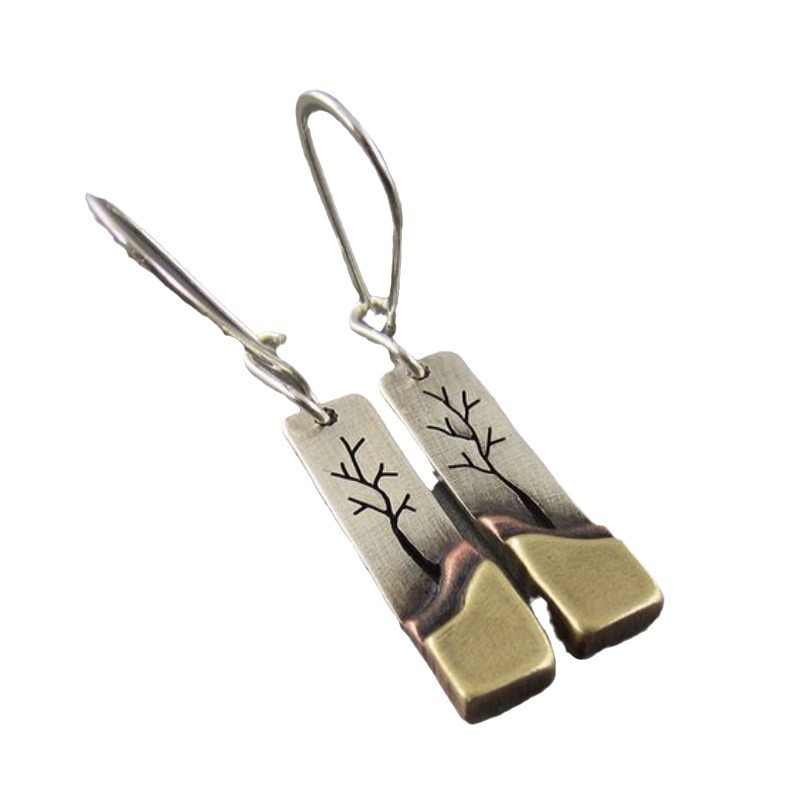 Charming Retro Lucky Tree River Pendant Earrings - Unique Jewelry Design - Image 3