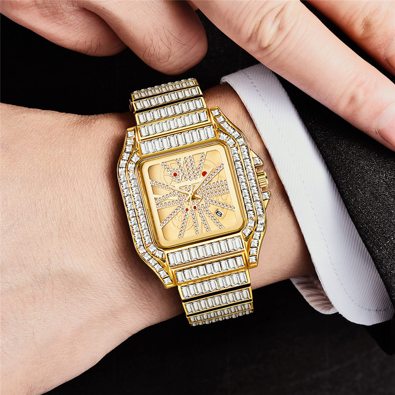 Hip Hop Full Diamond Men's Quartz Watch with Large Dial - Luxury Timepiece - Image 3