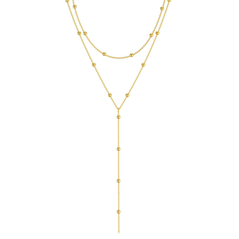 Trendy Long Necklace with Simple Geometric Design, Tassel, and Round Beads for Clavicle Style - Image 4