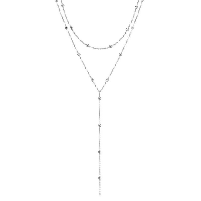 Trendy Long Necklace with Simple Geometric Design, Tassel, and Round Beads for Clavicle Style - Image 5