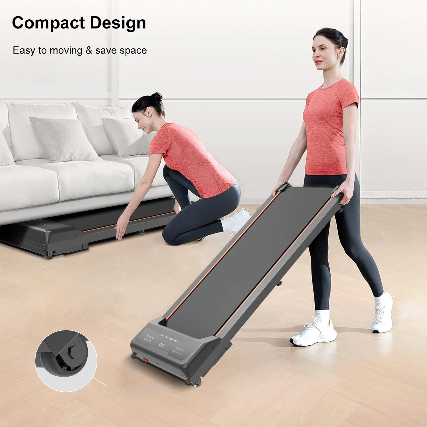 Portable Under Desk Walking Pad Treadmill with LED Display & Remote Control - Image 5