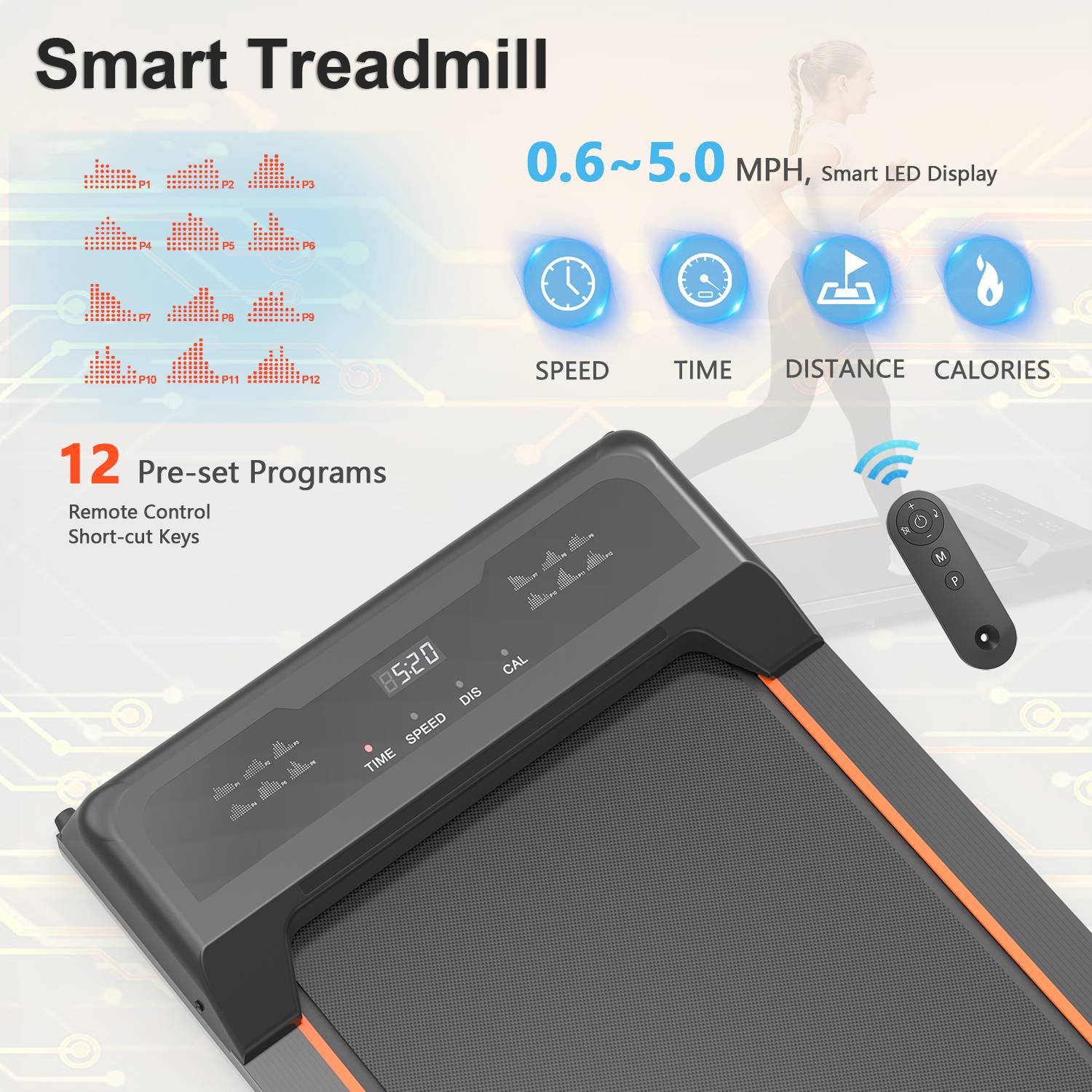 Portable Under Desk Walking Pad Treadmill with LED Display & Remote Control - Image 6