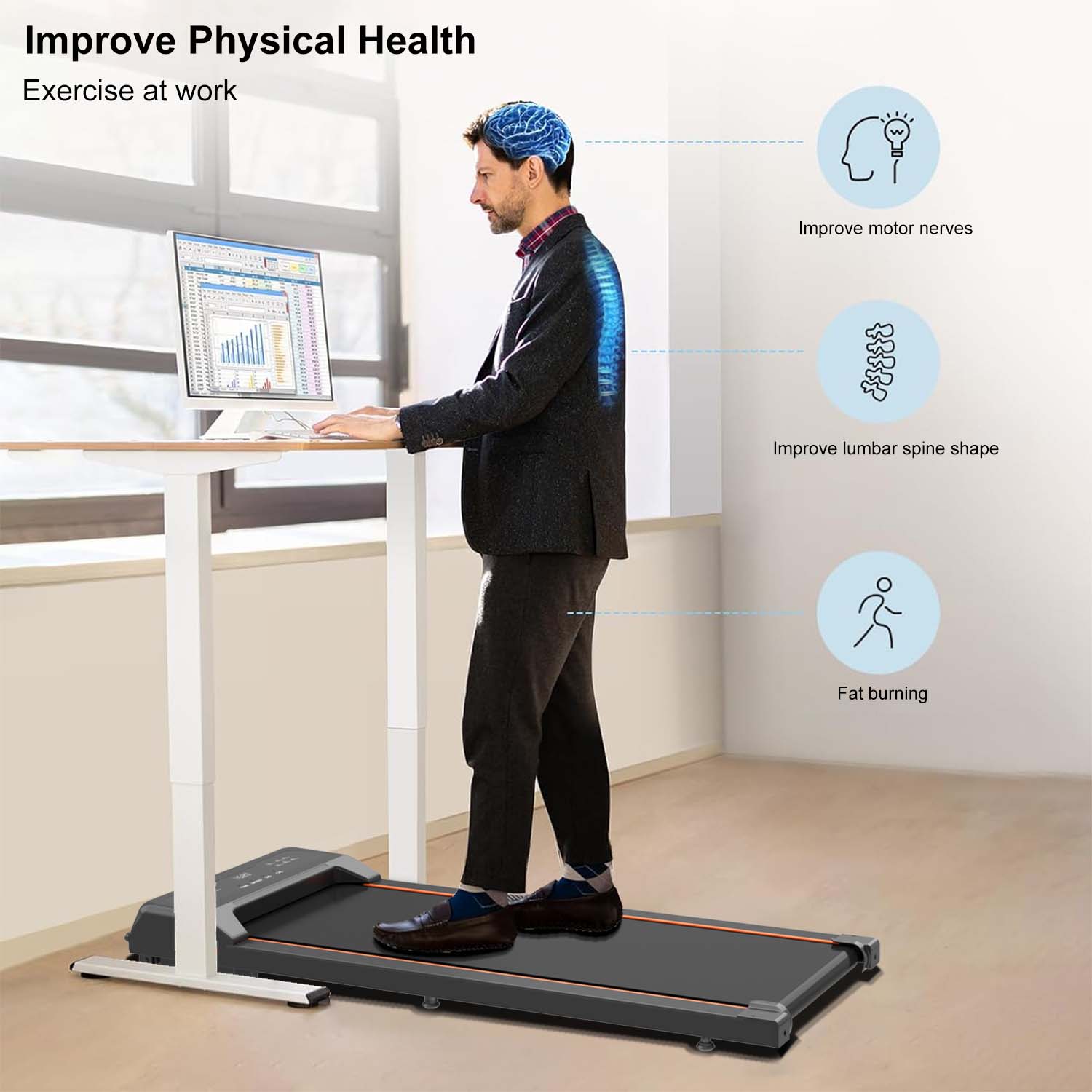 Portable Under Desk Walking Pad Treadmill with LED Display & Remote Control - Image 7