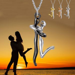 18K Love Hug Necklace for Couples - Elegant Anniversary & Valentine's Day Gift, Simple Clavicle Chain Pendant