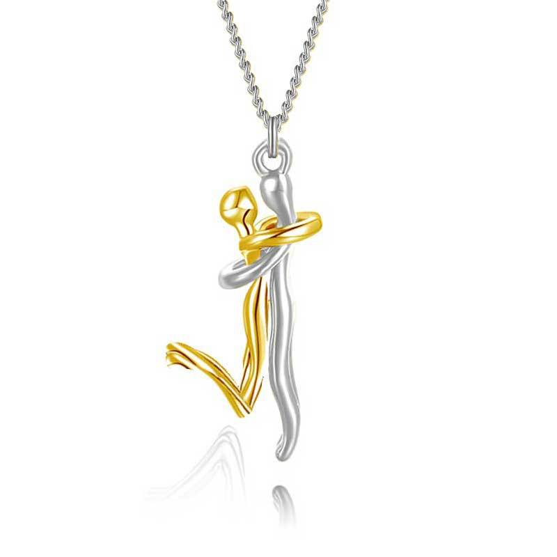 18K Love Hug Necklace for Couples - Elegant Anniversary & Valentine's Day Gift, Simple Clavicle Chain Pendant - Image 3