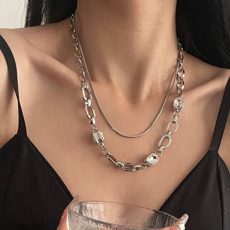 Elegant Square Diamond Necklace for Women - European & American Design - Image 2