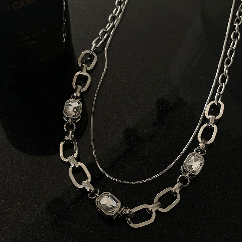 Elegant Square Diamond Necklace for Women - European & American Design - Image 3