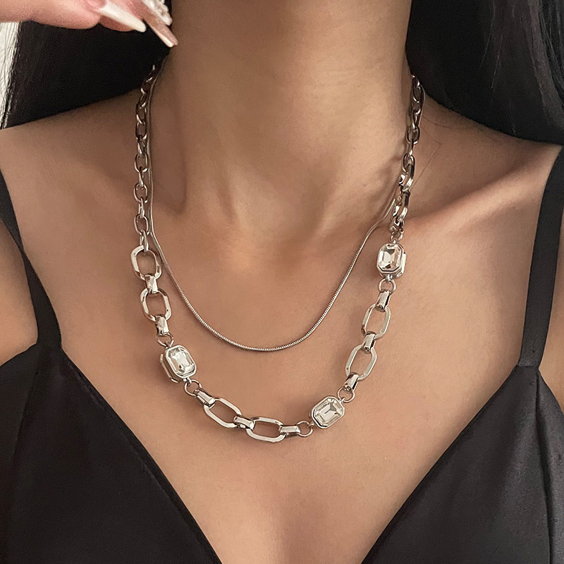 Elegant Square Diamond Necklace for Women - European & American Design - Image 6