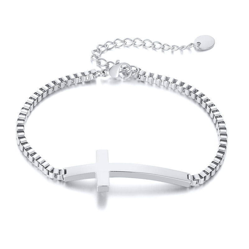 Stylish Women's Steel Color Cross Box Chain Bracelet - Perfect Accessory - Image 2