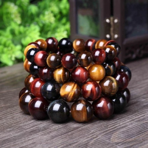 Tiger Eye Bracelet - Natural Crystal Stone Buddha Bead Jewelry for Strength