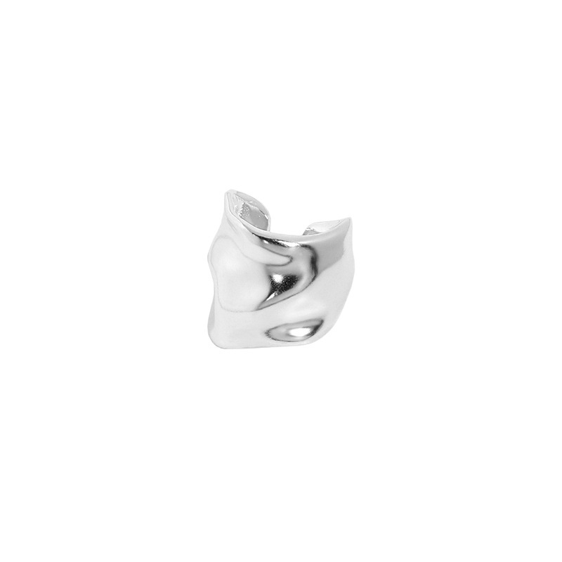 Stylish Minimalist Irregular Concave-Convex Sterling Silver Ear Clip - Image 2