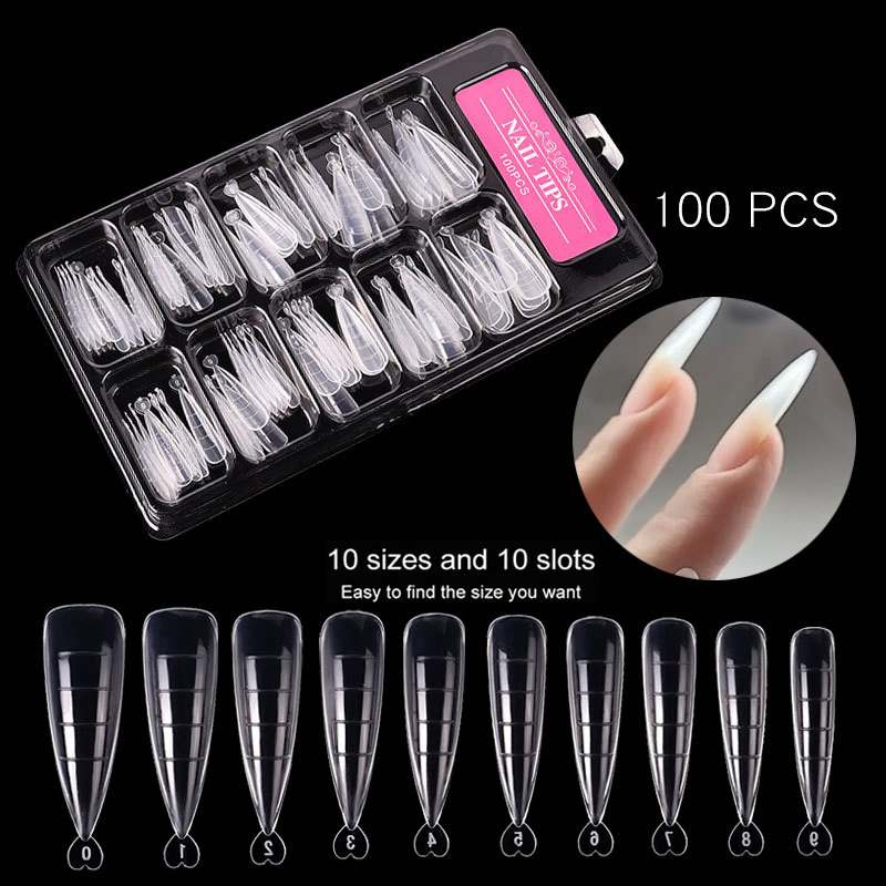 Ultra-thin Nail Art Sheets - 100 Non-marking Water Drop Pointed Ballet Coffin Trapezoid Sheets with Scale - Image 3