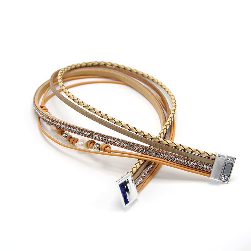 Stylish Magnetic Snap Cowhide Woven Pearl Bracelet for Fashion Enthusiasts - Image 5