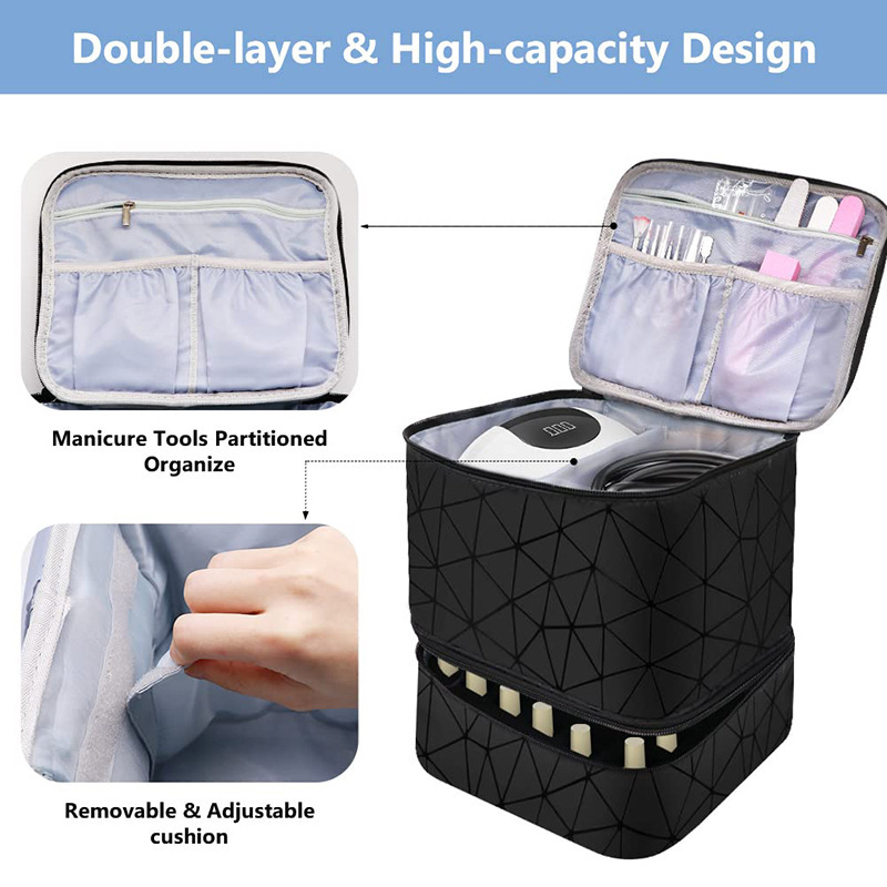 Waterproof Double-Layer Portable Nail Polish Storage Bag for Easy Organization - Image 3