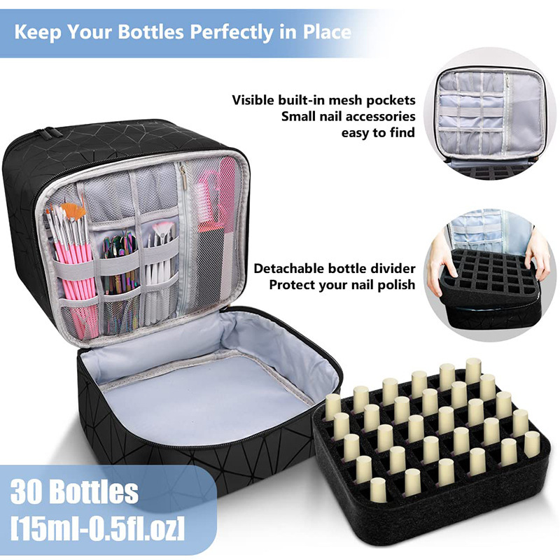 Waterproof Double-Layer Portable Nail Polish Storage Bag for Easy Organization - Image 5