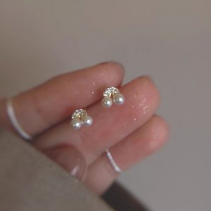 Charming Small Cherry Earrings for Women with Imitation Pearls