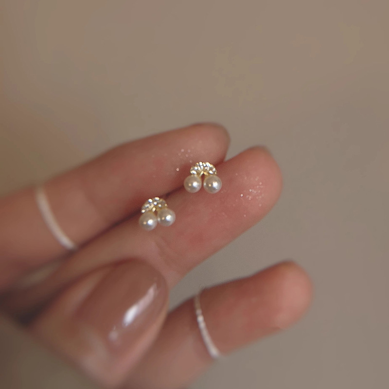 Charming Small Cherry Earrings for Women with Imitation Pearls - Image 2