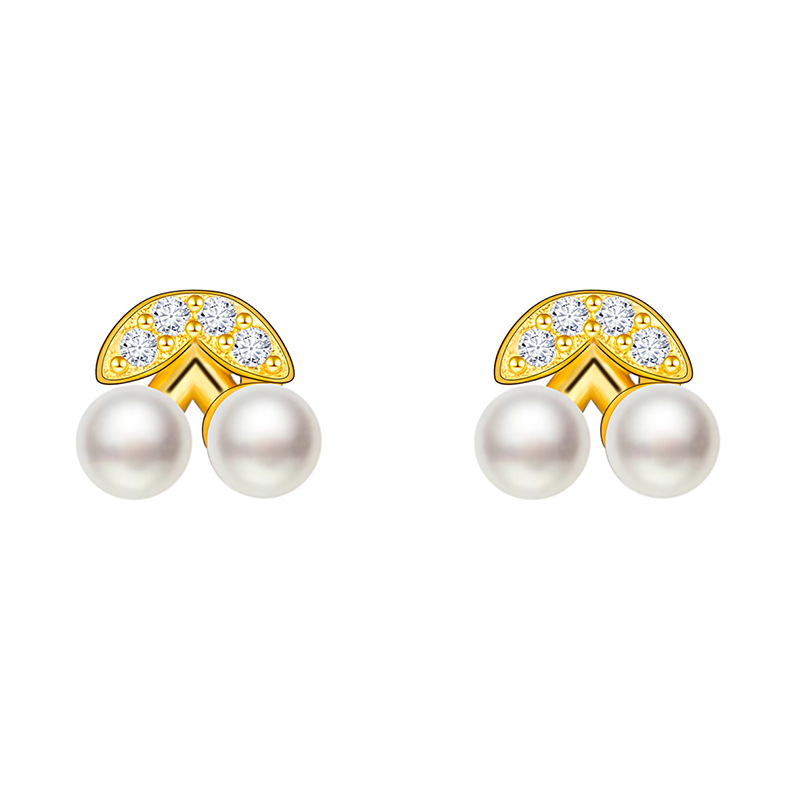 Charming Small Cherry Earrings for Women with Imitation Pearls - Image 5