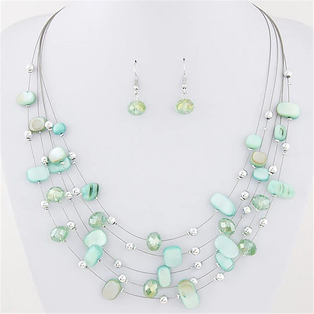 Elegant Women's Crystal Drop Earrings and Necklace Set for Stunning Style - Image 2