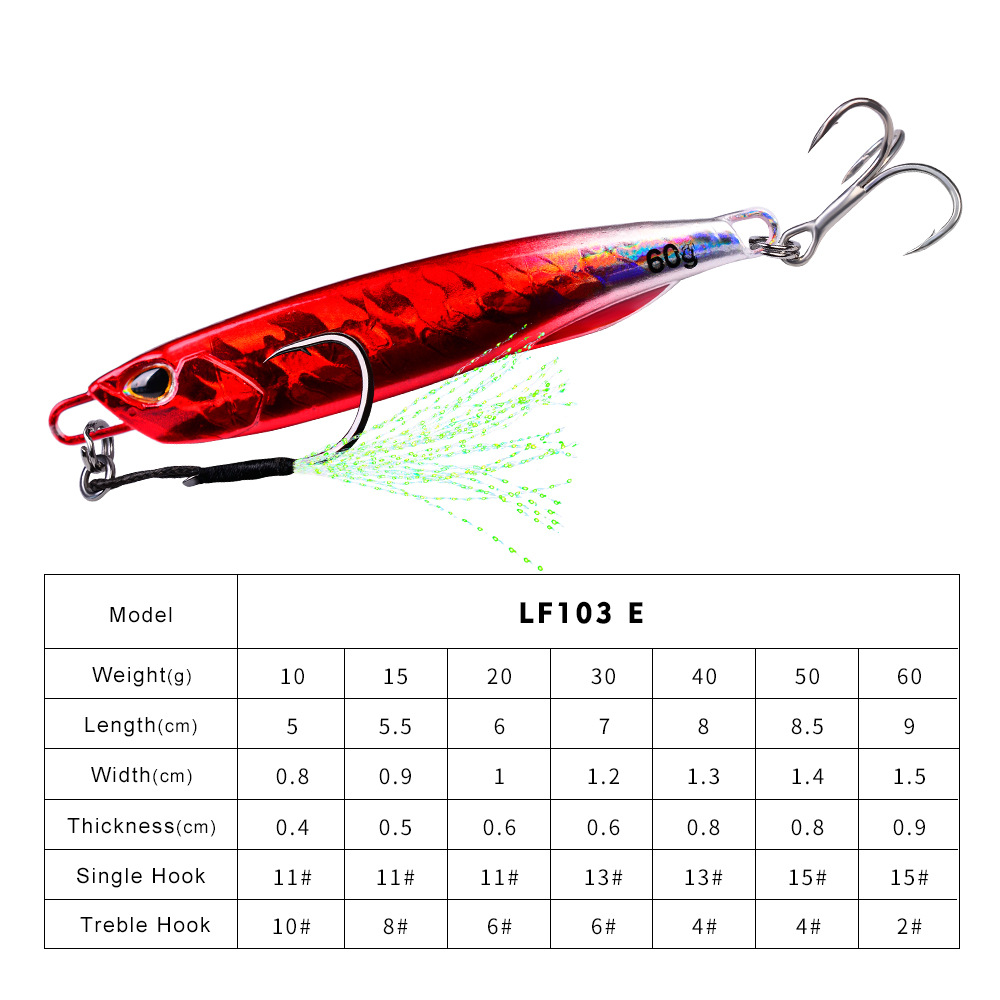 Luya Bait Luminous Submerged Tossing Lure - Iron Plate Fish Lead with Treble Hook - Image 2