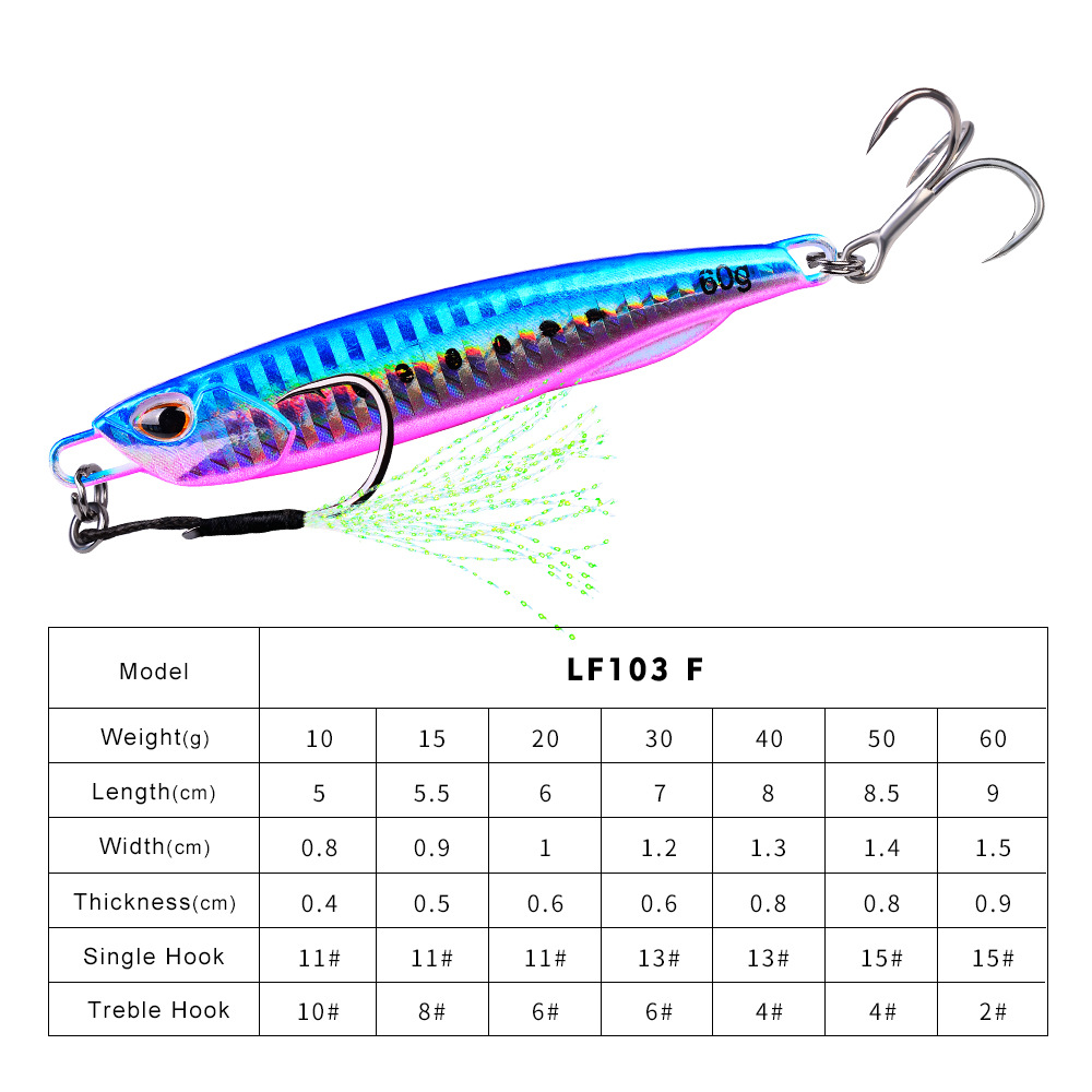 Luya Bait Luminous Submerged Tossing Lure - Iron Plate Fish Lead with Treble Hook - Image 3