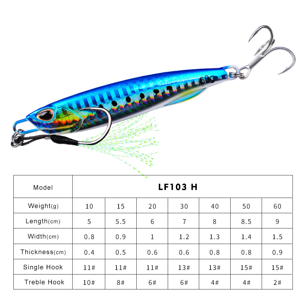 Luya Bait Luminous Submerged Tossing Lure - Iron Plate Fish Lead with Treble Hook - Image 5