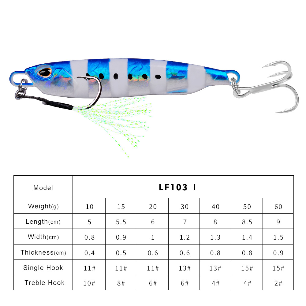 Luya Bait Luminous Submerged Tossing Lure - Iron Plate Fish Lead with Treble Hook - Image 6