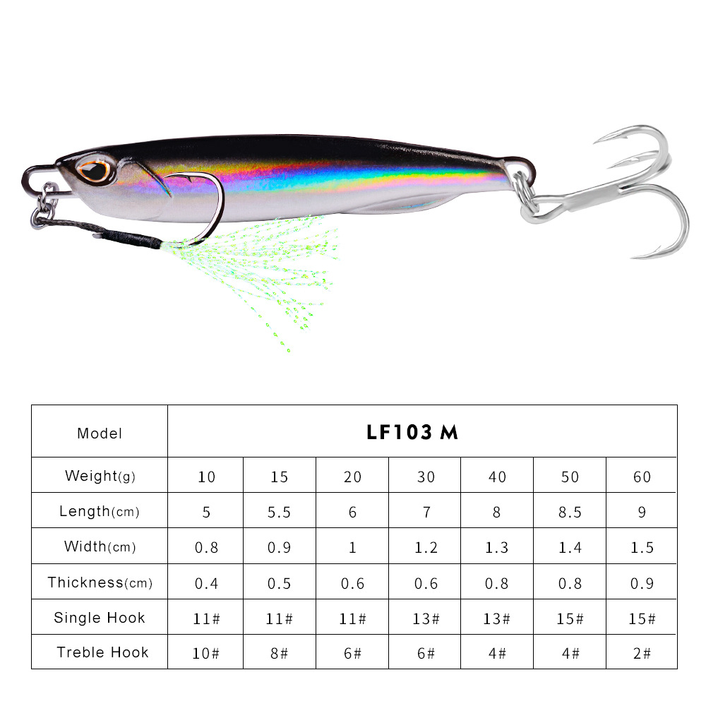 Luya Bait Luminous Submerged Tossing Lure - Iron Plate Fish Lead with Treble Hook - Image 11
