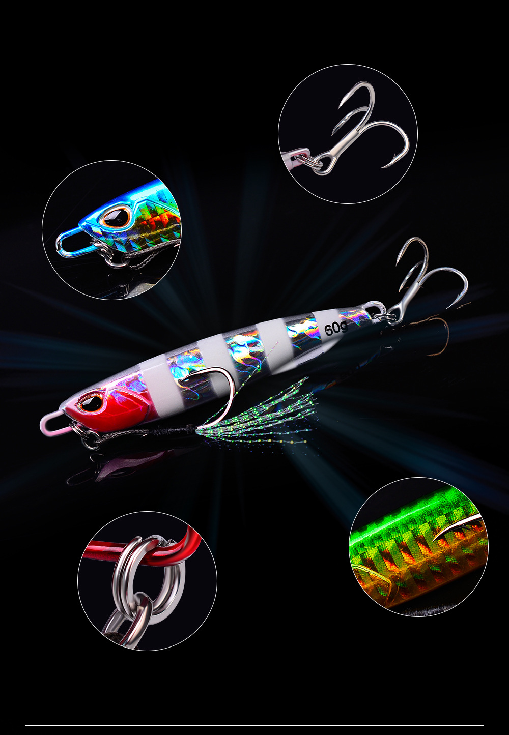 Luya Bait Luminous Submerged Tossing Lure - Iron Plate Fish Lead with Treble Hook - Image 16