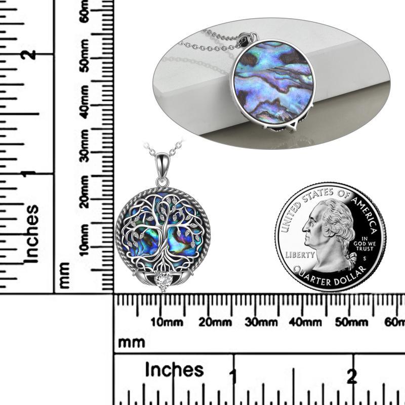 Sterling Silver Claddagh Celtic Tree of Life Necklace with Abalone Shell for Women - Image 5