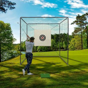 10X10X10FT Golf Practice Net Cage - Durable Metal Frame Hitting Net Kit for Indoor & Outdoor Use