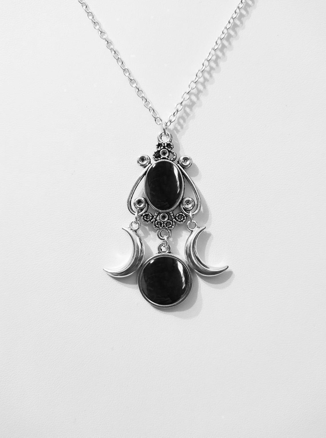 Triple Moon Goddess Amethyst Alloy Necklace - Enchanting Jewelry for Spiritual Styles - Image 12