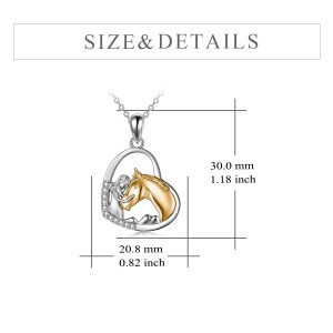 Sterling Silver Horse Heart Pendant Necklace - Perfect for Girls and Women