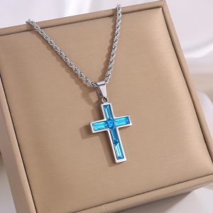 Stylish European and American-Inspired Diamond Cross Necklace - Unique Fashion Jewelry with No Color Fading