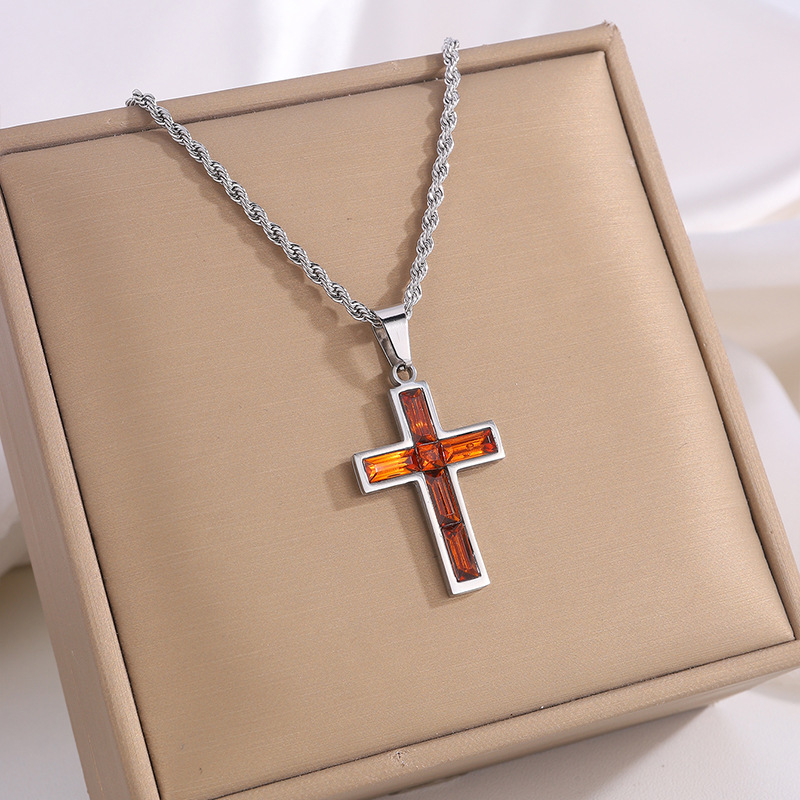 Stylish European and American-Inspired Diamond Cross Necklace - Unique Fashion Jewelry with No Color Fading - Image 5