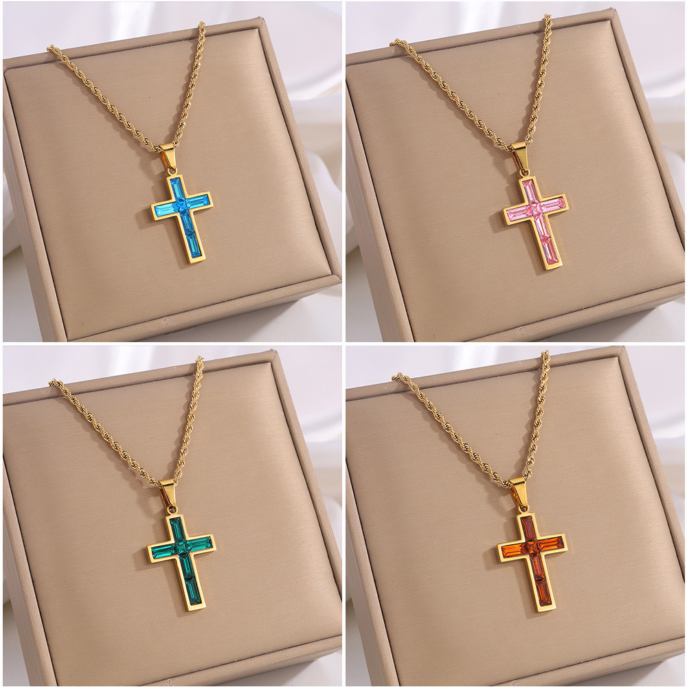 Stylish European and American-Inspired Diamond Cross Necklace - Unique Fashion Jewelry with No Color Fading - Image 6