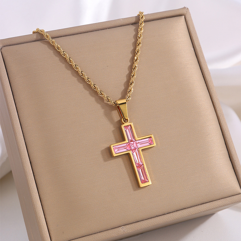 Stylish European and American-Inspired Diamond Cross Necklace - Unique Fashion Jewelry with No Color Fading - Image 7