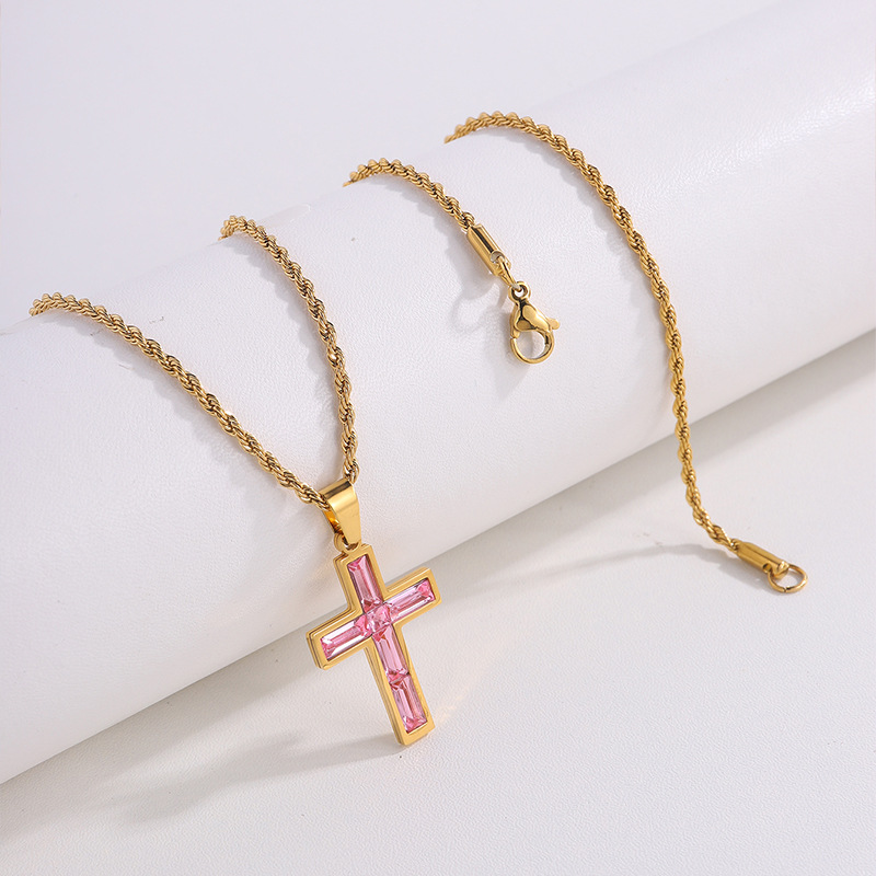 Stylish European and American-Inspired Diamond Cross Necklace - Unique Fashion Jewelry with No Color Fading - Image 8